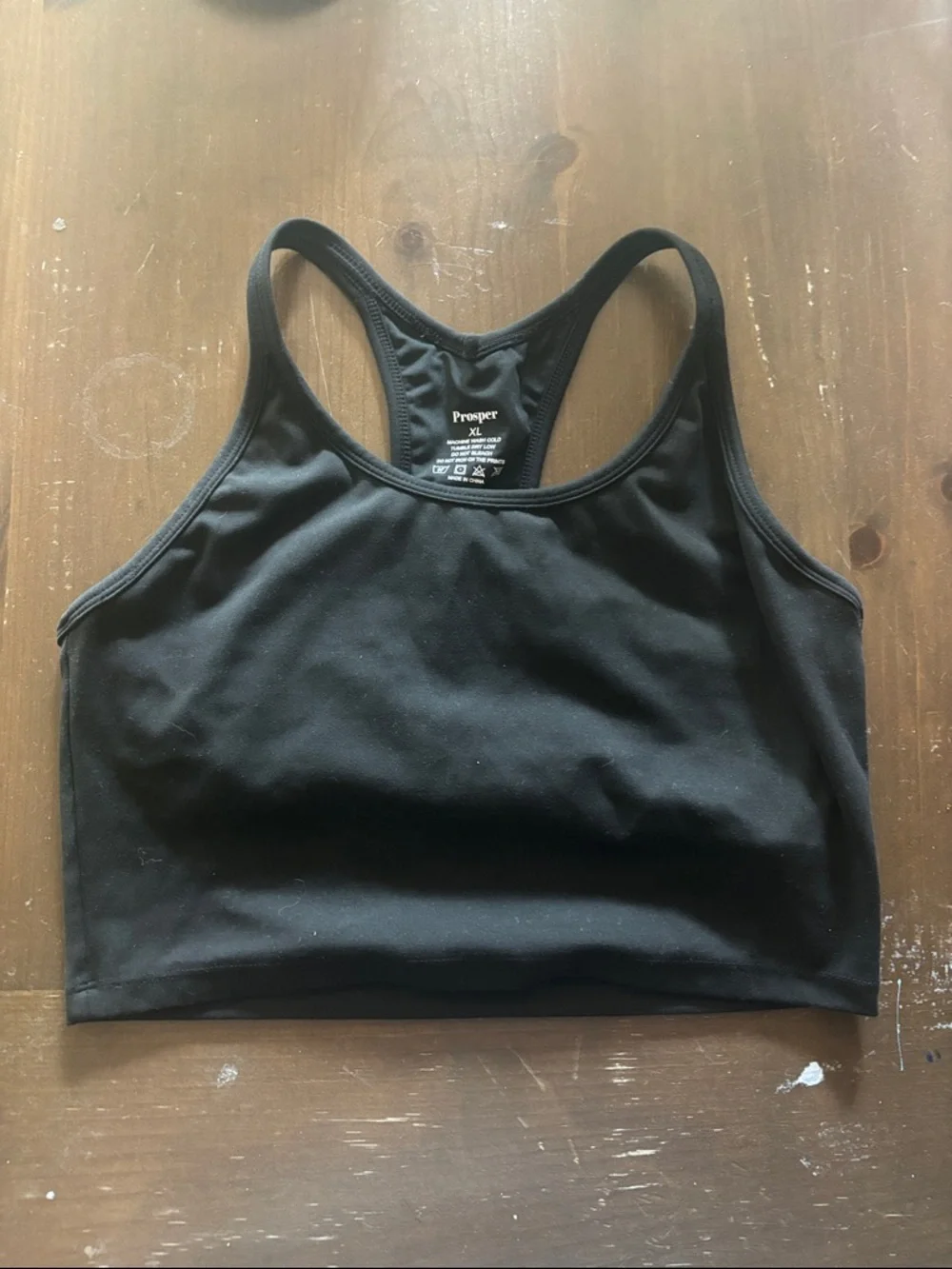 Black Racerback Crop Sports Bra - XL